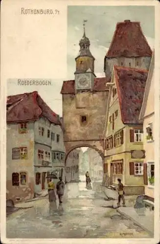 Künstler Litho Mutter, K., Rothenburg ob der Tauber Mittelfranken, Röderbogen