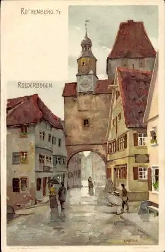 Künstler Litho Mutter, K., Rothenburg ob der Tauber Mittelfranken, Röderbogen