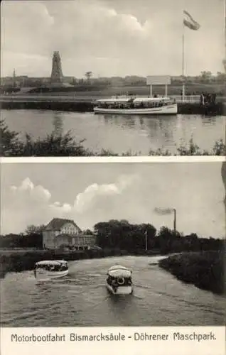 Ak Hannover Döhren Wülfel, Motorbootfahrt Bismarcksäule, Maschpark