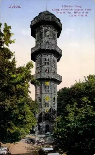 Ak Löbau in Sachsen, König Friedrich August Turm auf dem Löbauer Berg