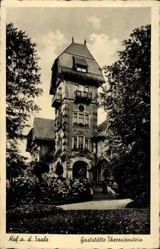 Ak Hof an der Saale Oberfranken Bayern, Gaststätte Theresienstein