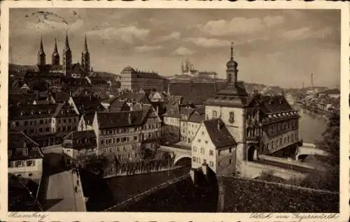 Ak Bamberg an der Regnitz Oberfranken, Totalansicht, Blick auf den Dom