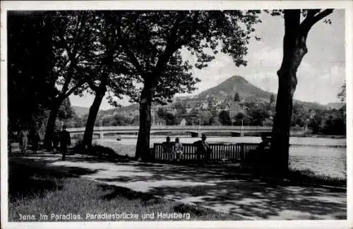 Ak Jena in Thüringen, Paradiesbrücke und Hausberg