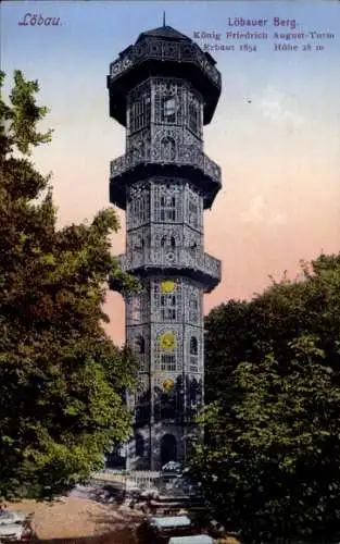 Ak Löbau in Sachsen, König Friedrich August Turm auf dem Löbauer Berg