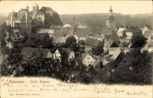 Ak Hohnstein in der Sächsischen Schweiz, Blick auf Stadt und Kirche