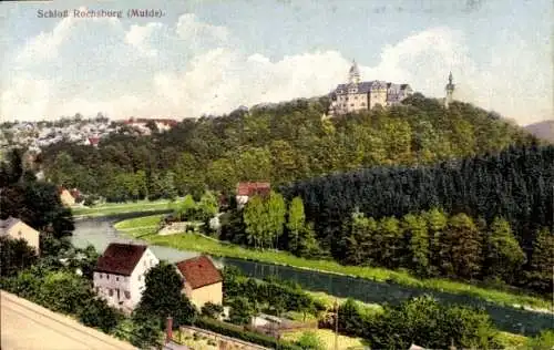 Ak Rochsburg Lunzenau in Sachsen, Panorama, Schloss Rochsburg