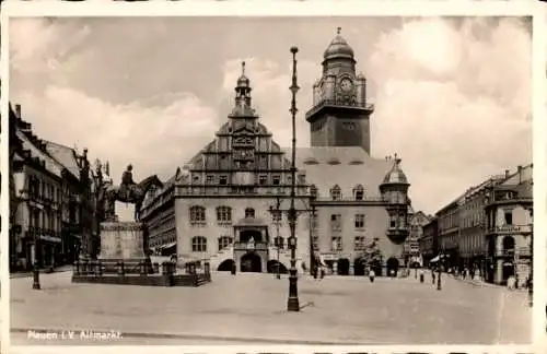 Ak Plauen im Vogtland, Altmarkt, Rathaus und König Albert Denkmal