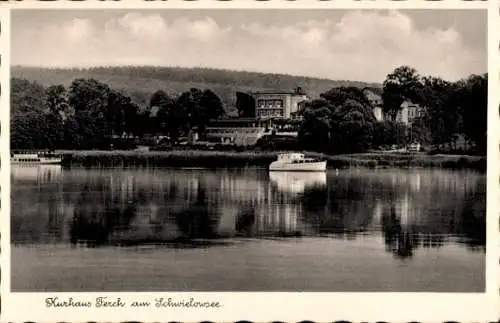 Ak Ferch Schwielowsee, Blick übers Wasser auf das Kurhaus von A. Habermann