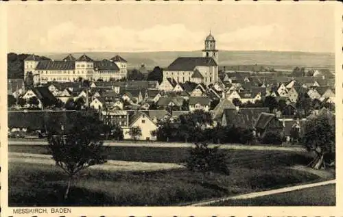 Ak Messkirch Oberschwaben Württemberg, Blick über Ortschaft, Kirche