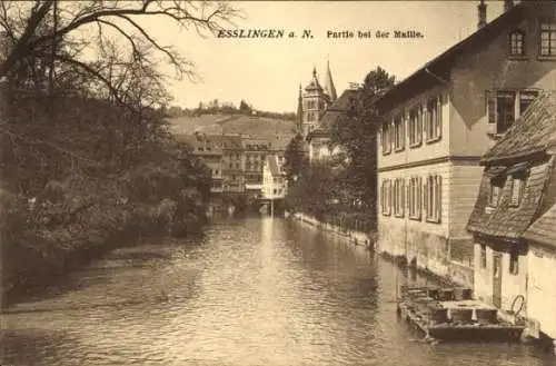 Ak Esslingen am Neckar, Partie bei der Maille