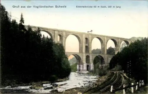 Ak Jocketa Pöhl Vogtland, Elstertalbrücke