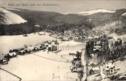 Ak Oybin Zittauer Gebirge, Blick nach d. Johannisstein