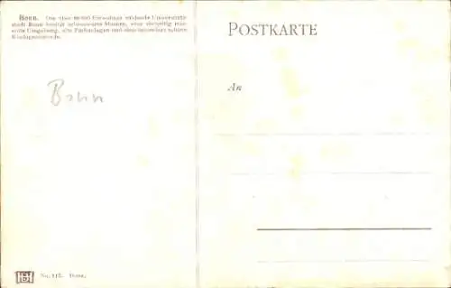 Künstler Ak Astudin, Bonn am Rhein, Teilansicht, Brücke, Boot, Kirchtürme