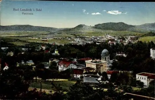 Ak Lądek Zdrój Bad Landeck Schlesien, Panorama der Ortschaft