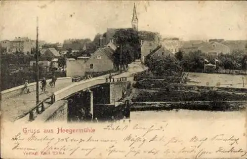 Ak Heegermühle Finow Eberswalde in der Mark, Gesamtansicht, Brücke