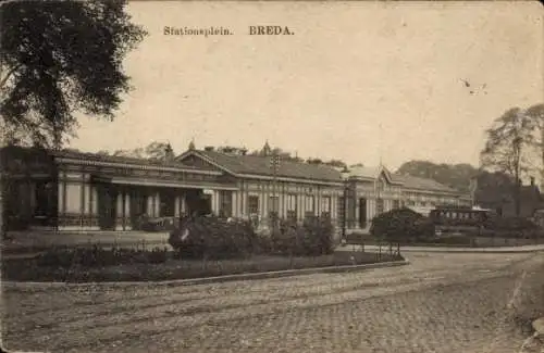 Ak Breda Nordbrabant Niederlande, Stationsplein