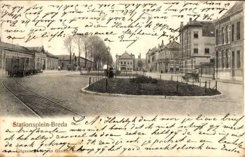 Ak Breda Nordbrabant Niederlande, Stationsplein