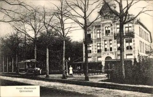 Ak Ginneken Breda Nordbrabant Niederlande, Hotel Mastbosch, Pferdebahn