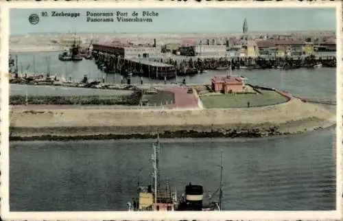 Ak Zeebrugge Westflandern, Panorama Fischereihafen