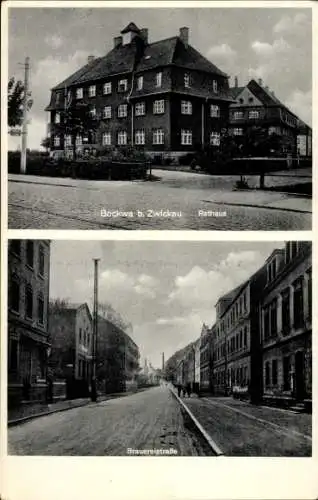 Ak Bockwa Zwickau in Sachsen, Rathaus, Brauereistraße