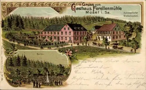 Litho Mosel Zwickau in Sachsen, Gasthaus Forellenmühle