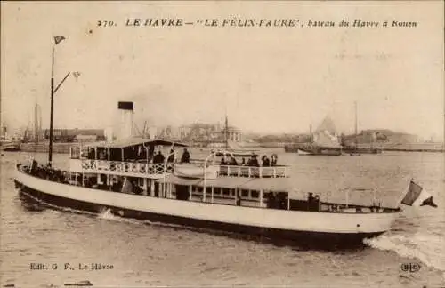 Ak Le Havre Seine Maritime, Paquebot Felix Faure, bateau du Havre a Rouen