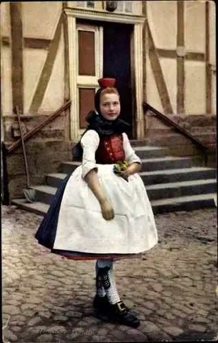 Ak Mädchen in Hessischer Volkstracht