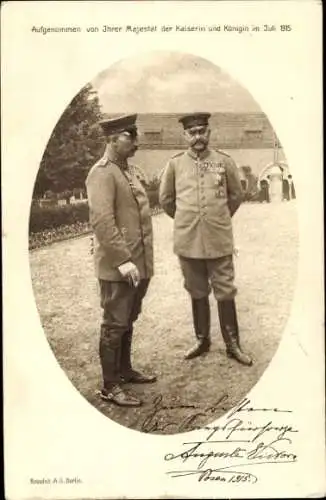 Passepartout Ak Kaiser Wilhelm II., Generalfeldmarschall Paul von Hindenburg, Posen 1915