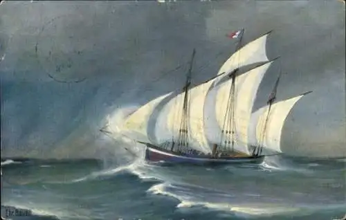 Künstler Ak Rave, Chr., Marine Galerie 286, Französischer Lugger, 1. Hälfte des 19. Jahrhunderts