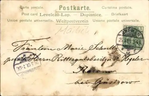 Künstler Ak Mailick, Glückwunsch Pfingsten, Dorfpartie