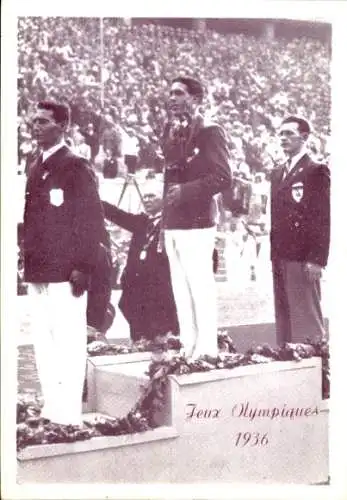 Ak Olympische Spiele 1936, Jean Despeaux, Masseur Kinesitherapeute, Reklame