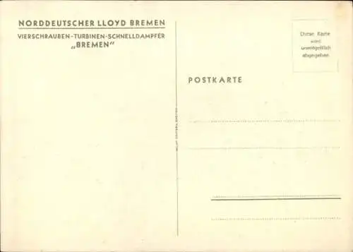 Künstler Ak Schmidt, Robert, NDL Vierschrauben Schnelldampfer Bremen