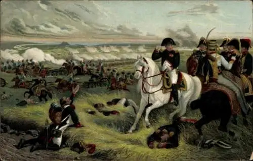 Künstler Ak Bellangé, Hippolyte, Napoleon auf dem Feld, Wagram, Schlacht