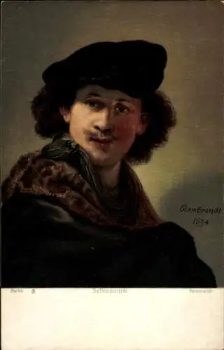 Künstler Ak Rembrandt, Selbstportrait