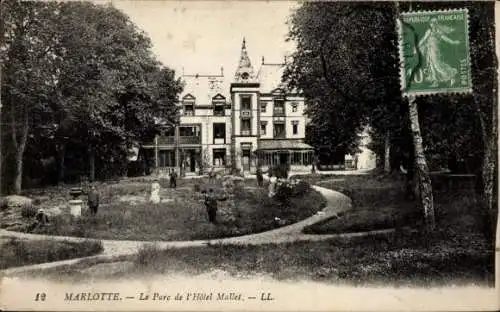 Ak Marlotte Seine et Marne, Hotel Mallet, Park