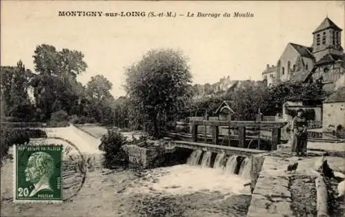 Ak Montigny sur Loing Seine et Marne, Le Barrage du Moulin