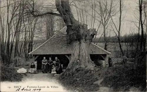 Ak Sucy en Brie Val de Marne, Fontaine-Lavoir de Villers