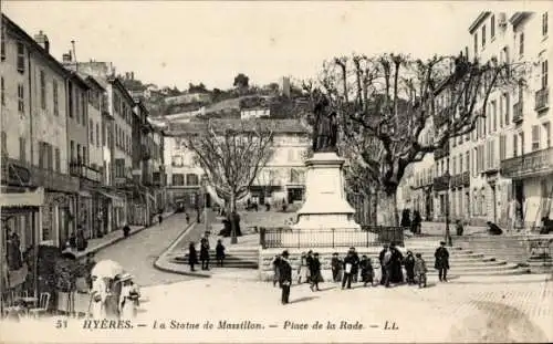 Ak Hyères Var, Statue von Massillon