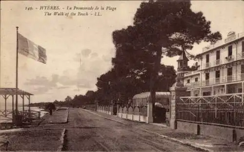 Ak Hyères Var, Promenade de la Plage