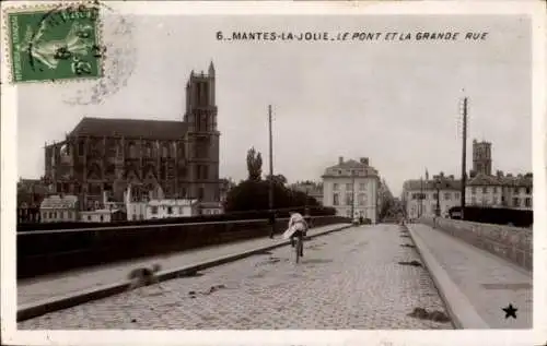 Ak Mantes la Jolie Yvelines, Pont, Grande Rue