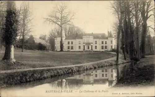 Ak Mantes la Ville Yvelines, Schloss, Park