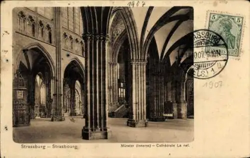 Ak Strasbourg Straßburg Elsass Bas Rhin, Münster, Innenansicht