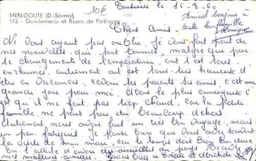 Ak Ménigoute Deux Sèvres, Gendarmerie, Route de Parthenay