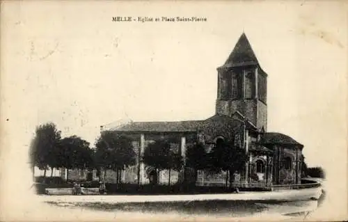 Ak Melle Deux Sèvres, Kirche, Place Saint-Pierre