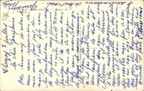 Ak Thenezay Deux Sèvres, vue générale de la Place de l'Eglise