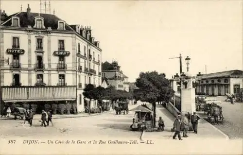 Ak Dijon Côte d’Or, Coin de la Gare, Rue Guillaume Tell