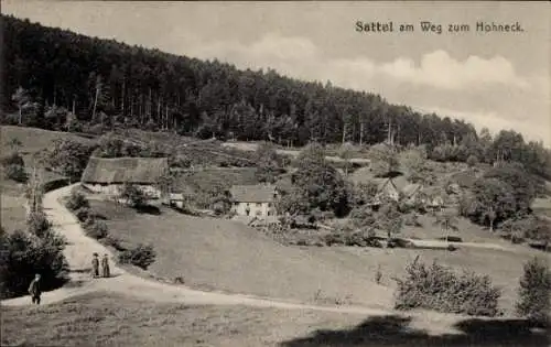 Ak Stosswihr Stoßweier Elsass Haut Rhin, Sattel am Weg zum Hohneck, Wohnhäuser, Passanten