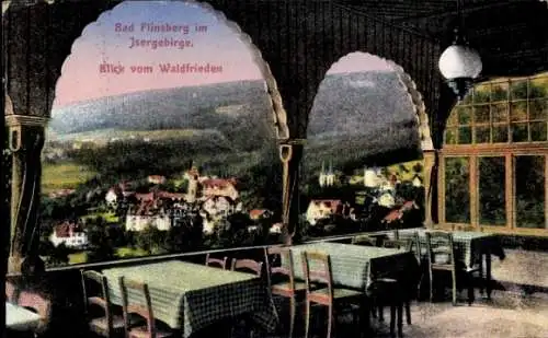 Ak Świeradów Zdrój Bad Flinsberg Schlesien, Blick vom Waldfrieden