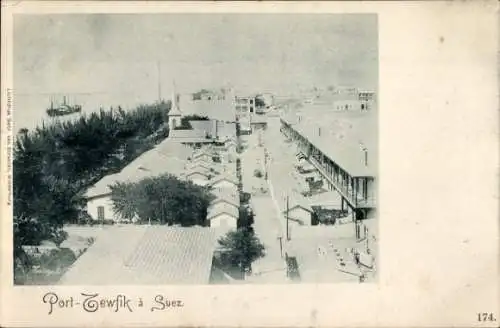 Ak Port Tewfik Hafen von Suez Ägypten, Panorama, Kanal