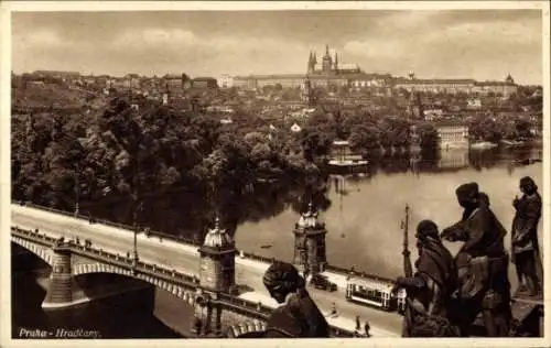 Ak Hradčany Hradschin Praha Prag Tschechien, Stadtansicht, Brücke